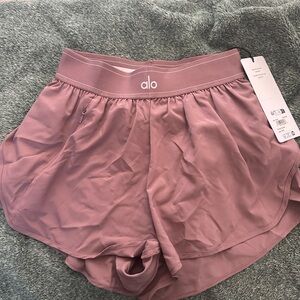 ALO Yoga Pink Athletic Shorts with Elastic Waistband and Built-in Liner